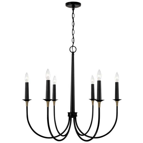 Six Light Chandelier from the Amara Collection in Matte Black with Brass Finish by Capital Lighting