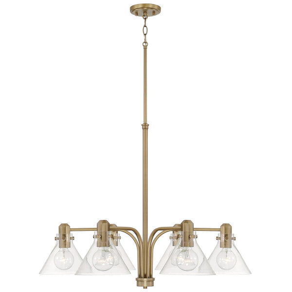 Six Light Chandelier from the Greer Collection in Aged Brass Finish by Capital Lighting