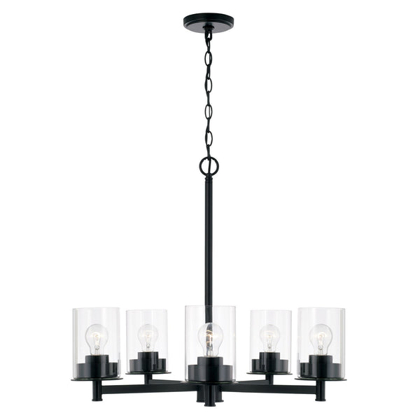 Five Light Chandelier from the Mason Collection in Matte Black Finish by Capital Lighting