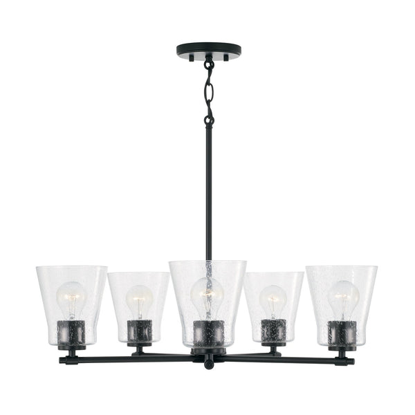 Five Light Chandelier from the Baker Collection in Matte Black Finish by Capital Lighting