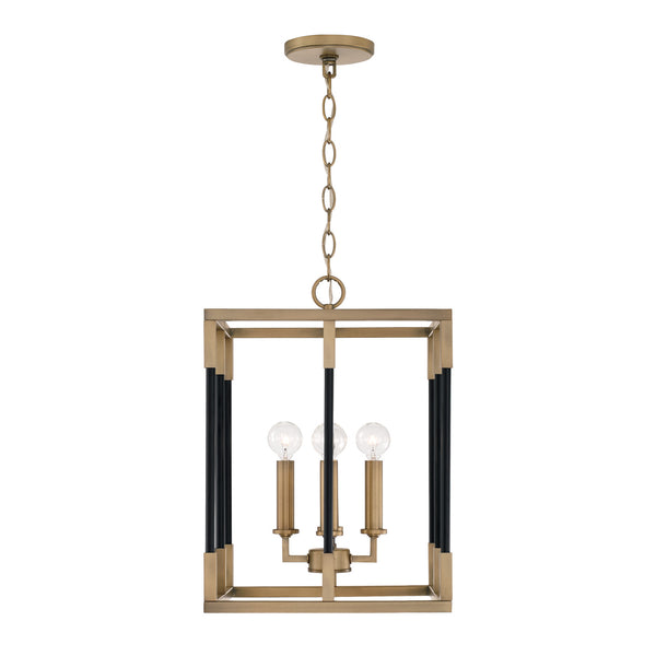 Capital Lighting - 544741AB - Four Light Foyer Pendant - Bleeker - Aged Brass and Black from Lighting & Bulbs Unlimited in Charlotte, NC