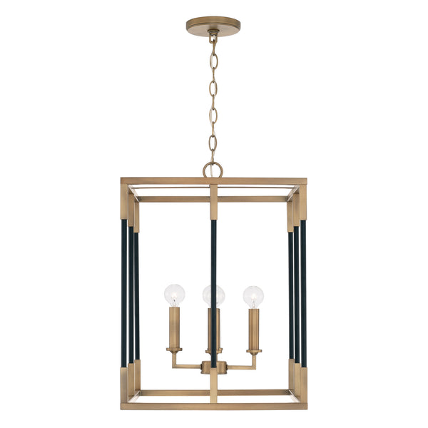 Capital Lighting - 544742AB - Four Light Foyer Pendant - Bleeker - Aged Brass and Black from Lighting & Bulbs Unlimited in Charlotte, NC