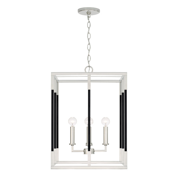 Capital Lighting - 544742NK - Four Light Foyer Pendant - Bleeker - Polished Nickel and Matte Black from Lighting & Bulbs Unlimited in Charlotte, NC