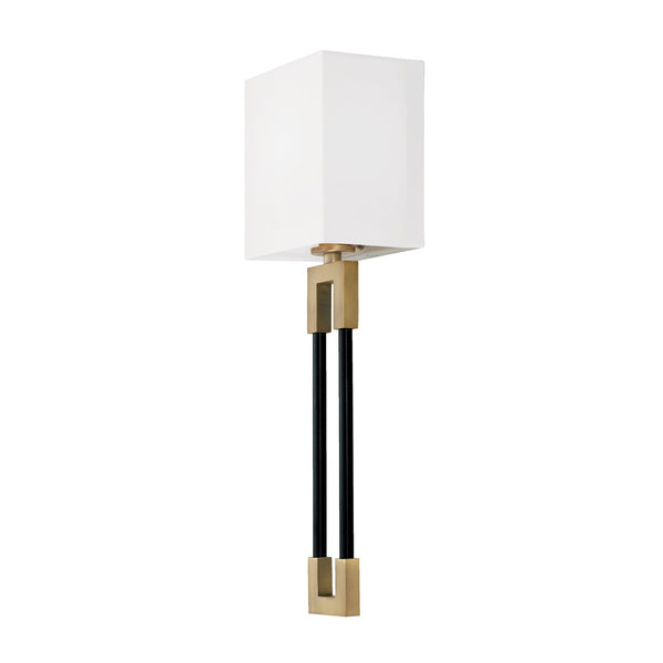 One Light Wall Sconce from the Bleeker Collection in Aged Brass and Black Finish by Capital Lighting