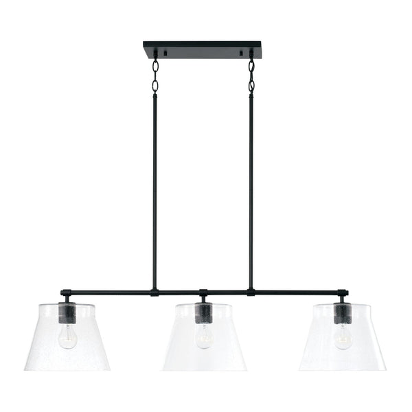 Three Light Island Pendant from the Baker Collection in Matte Black Finish by Capital Lighting