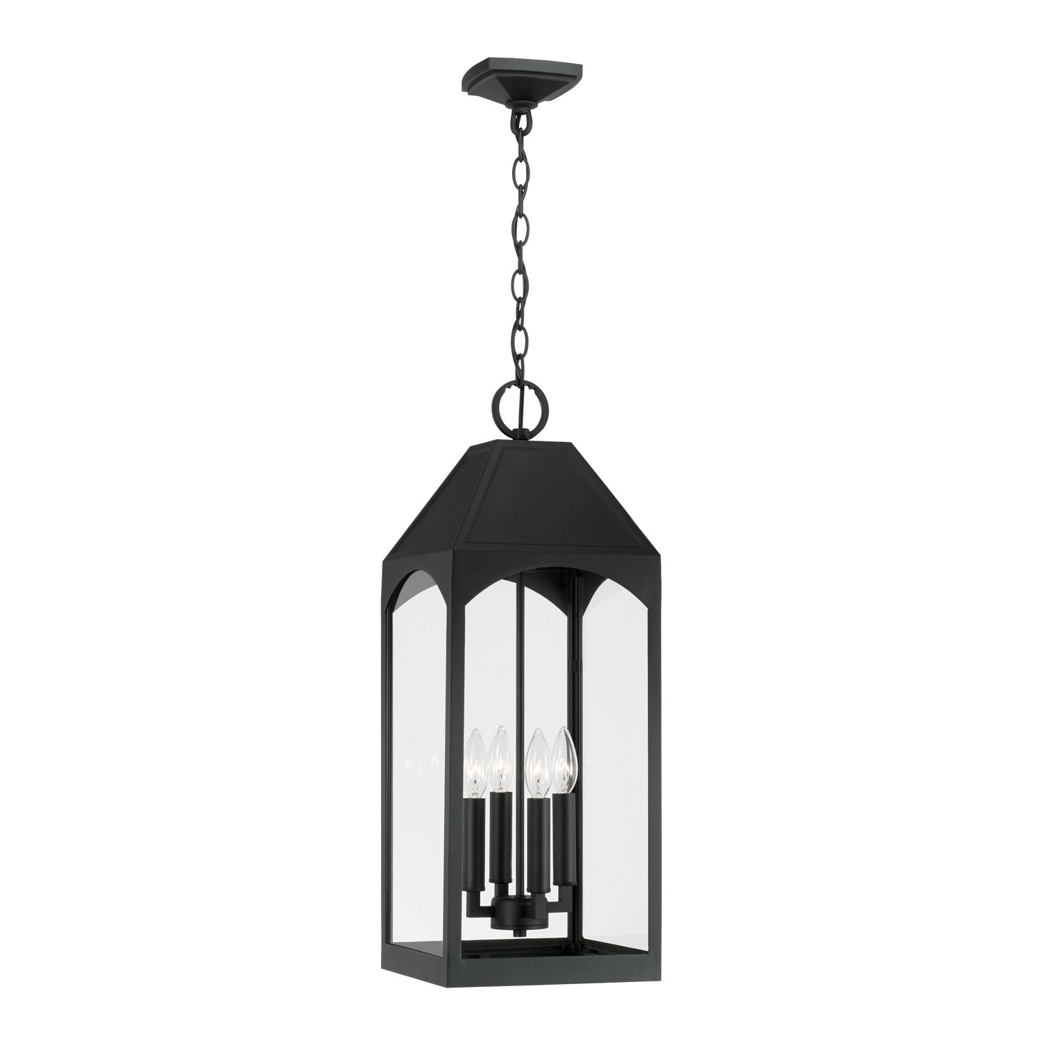 Capital Lighting - 946342BK - Four Light Outdoor Hanging Lantern - Burton - Black from Lighting & Bulbs Unlimited in Charlotte, NC