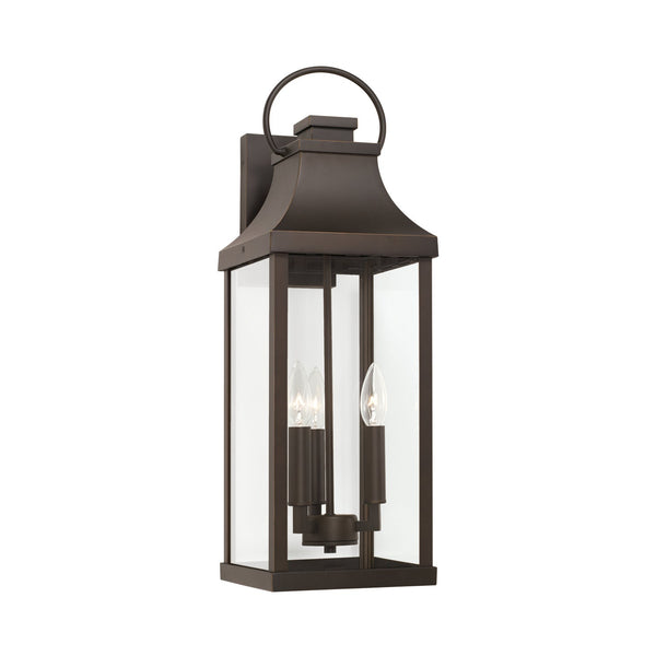Three Light Outdoor Wall Lantern from the Bradford Collection in Oiled Bronze Finish by Capital Lighting
