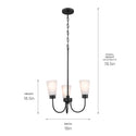 Three Light Chandelier from the Erma Collection in Black Finish by Kichler