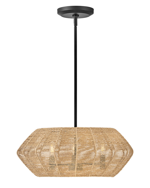 Hinkley - 40383BLK-CML - LED Pendant - Luca - Black with Camel Rattan shade from Lighting & Bulbs Unlimited in Charlotte, NC