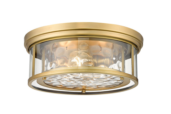Z-Lite - 493F3-RB - Three Light Flush Mount - Clarion - Rubbed Brass from Lighting & Bulbs Unlimited in Charlotte, NC