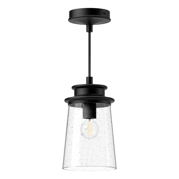 Alora - EP533006BKCB - One Light Exterior Pendant - Quincy - Textured Black/Clear Bubble Glass from Lighting & Bulbs Unlimited in Charlotte, NC