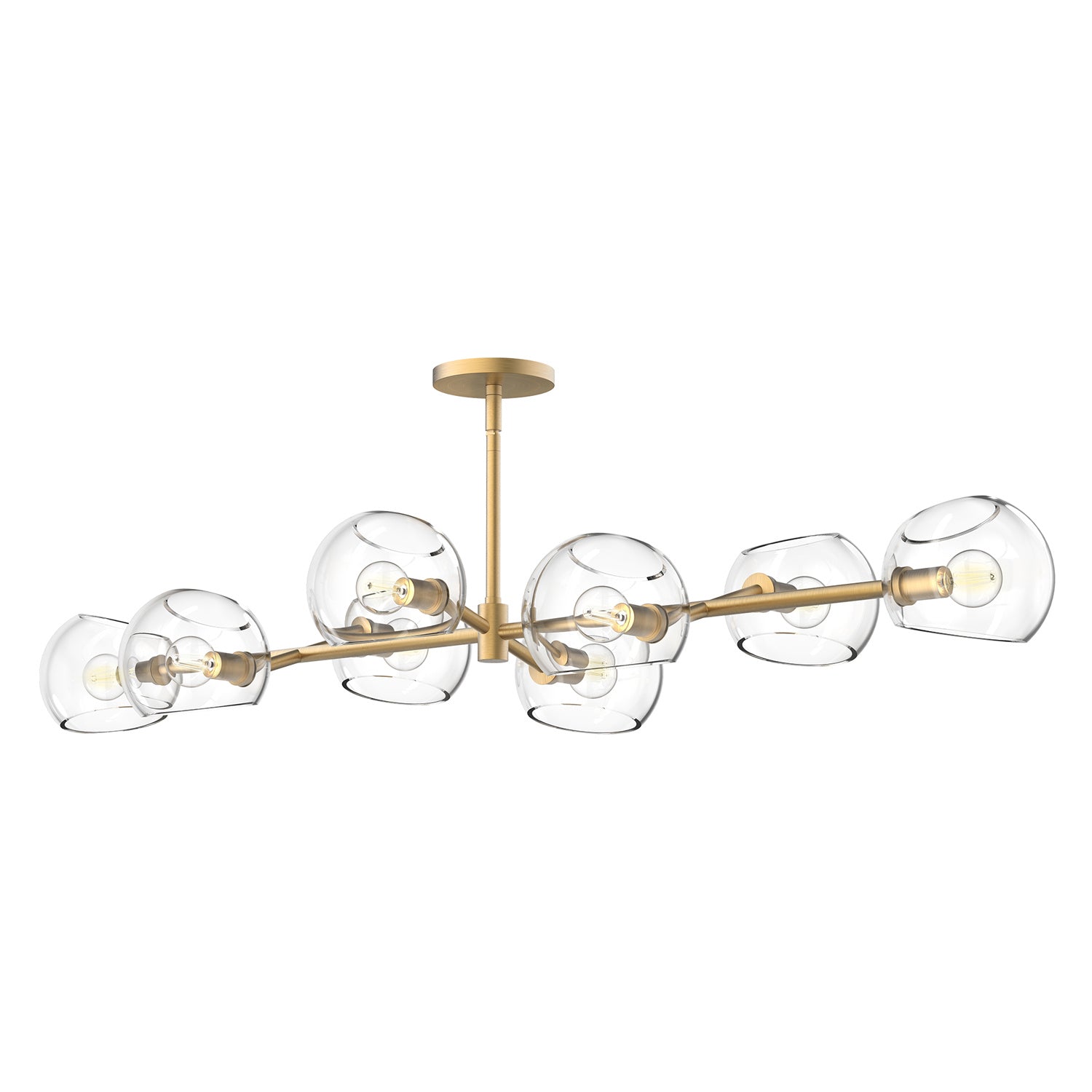Alora - LP548848BGCL - Eight Light Linear Pendant - Willow - Brushed Gold/Clear Glass from Lighting & Bulbs Unlimited in Charlotte, NC