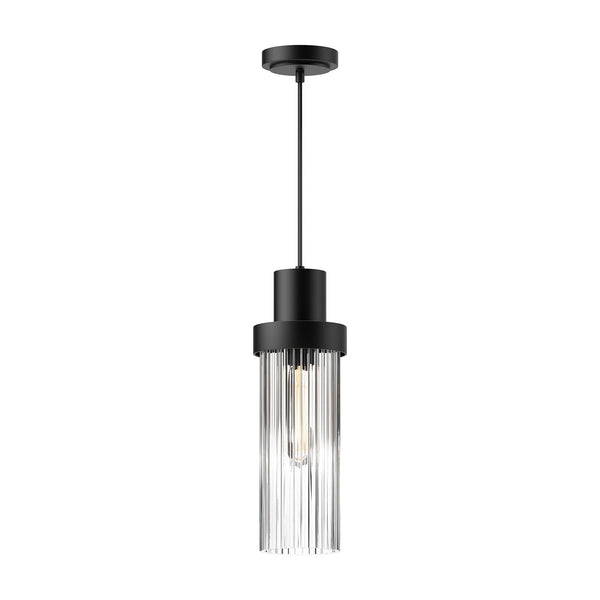 Alora - PD435605MBCR - One Light Pendant - Kent - Matte Black/Clear Ribbed Glass from Lighting & Bulbs Unlimited in Charlotte, NC