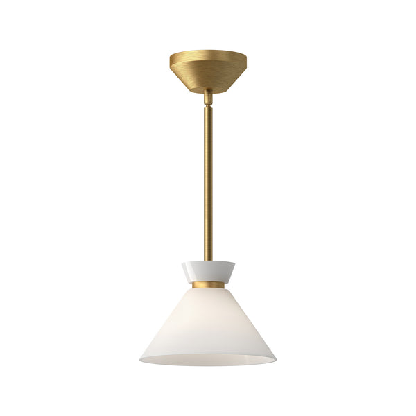 Alora - PD470108BGGO - One Light Pendant - Halston - Brushed Gold/Glossy Opal Glass from Lighting & Bulbs Unlimited in Charlotte, NC