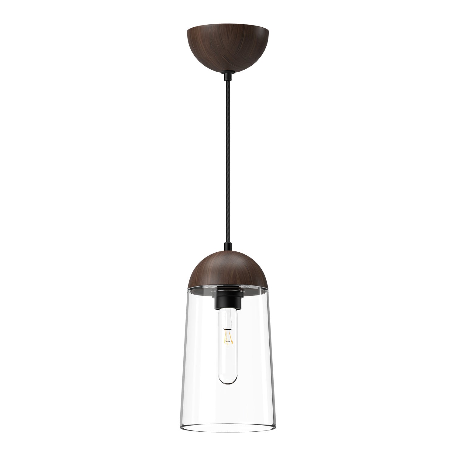 Alora - PD542207MBWT - One Light Pendant - Emil - Matte Black/Walnut from Lighting & Bulbs Unlimited in Charlotte, NC