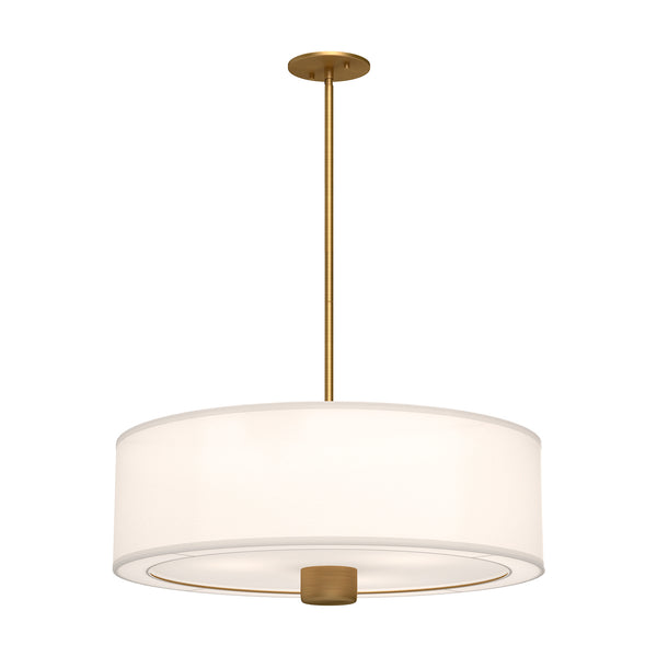 Alora - PD547924AGWL - Three Light Pendant - Theo - Aged Gold/White Linen from Lighting & Bulbs Unlimited in Charlotte, NC