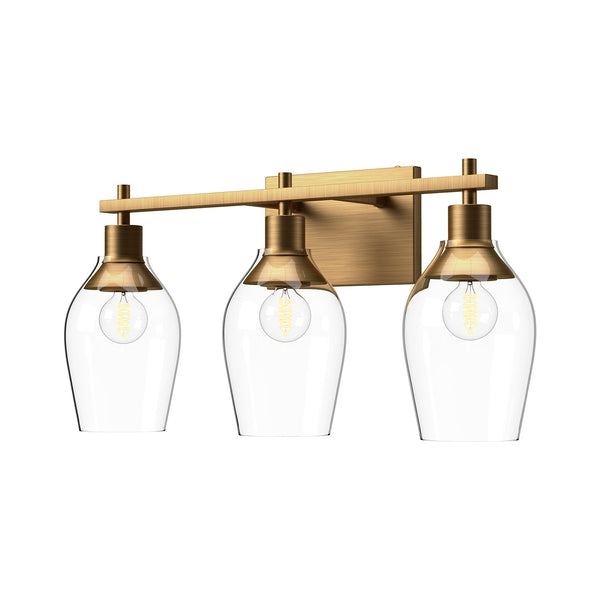 Alora - VL538322AGCL - Three Light Bathroom Fixtures - Kingsley - Aged Gold/Clear Glass from Lighting & Bulbs Unlimited in Charlotte, NC
