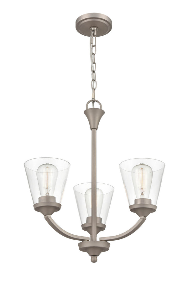 Three Light Chandelier from the Josleen Collection in Satin Nickel Finish by Millennium