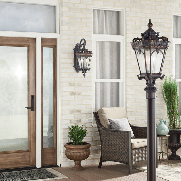 Three Light Outdoor Post Mount from the Tournai Collection in Londonderry Finish by Kichler
