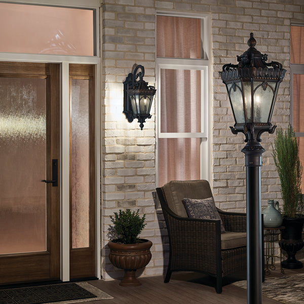 Three Light Outdoor Post Mount from the Tournai Collection in Londonderry Finish by Kichler