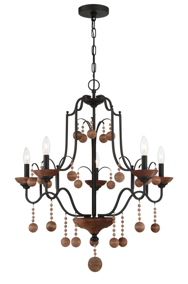 Minka-Lavery - 2665-723 - Five Light Chandelier - Colonial Charm - Old World Bronze W/Walnut Acce from Lighting & Bulbs Unlimited in Charlotte, NC