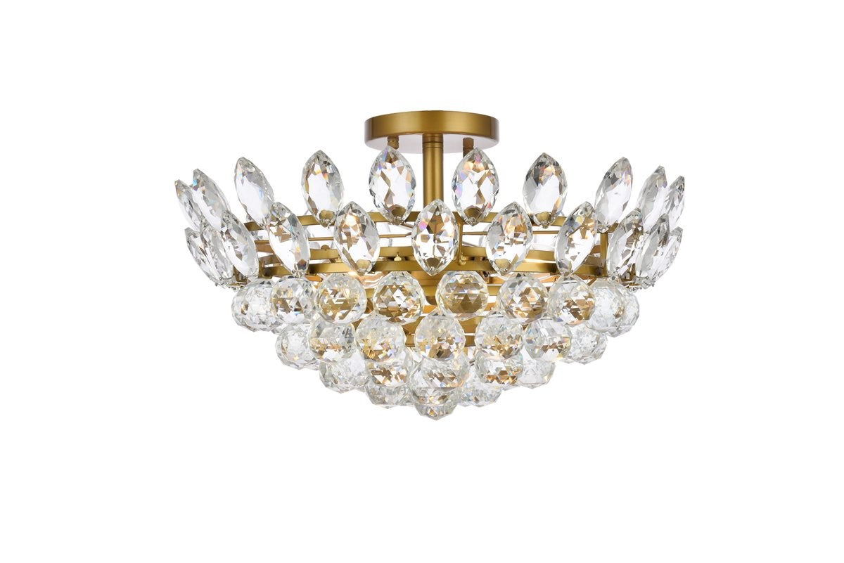 Elegant Lighting - 1105F18BR - Five Light Flush Mount - Emilia - Brass from Lighting & Bulbs Unlimited in Charlotte, NC