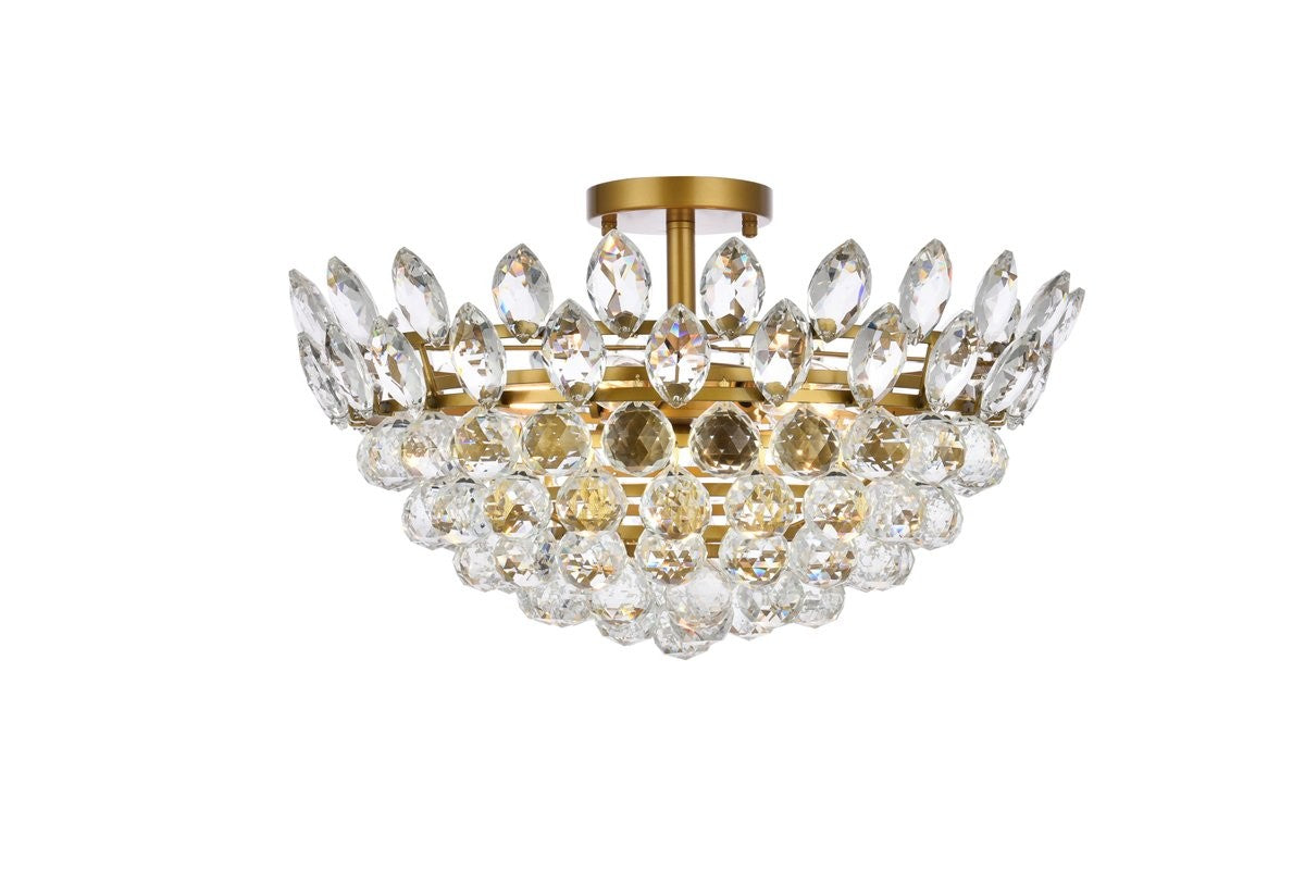 Elegant Lighting - 1105F20BR - Five Light Flush Mount - Emilia - Brass from Lighting & Bulbs Unlimited in Charlotte, NC