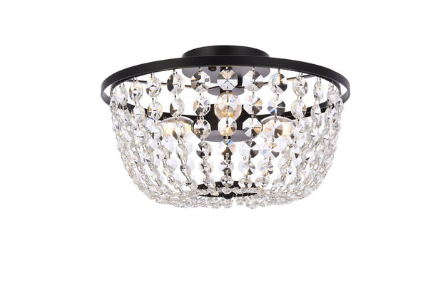 Elegant Lighting - 1109F13BK - Three Light Flush Mount - Cora - Black from Lighting & Bulbs Unlimited in Charlotte, NC