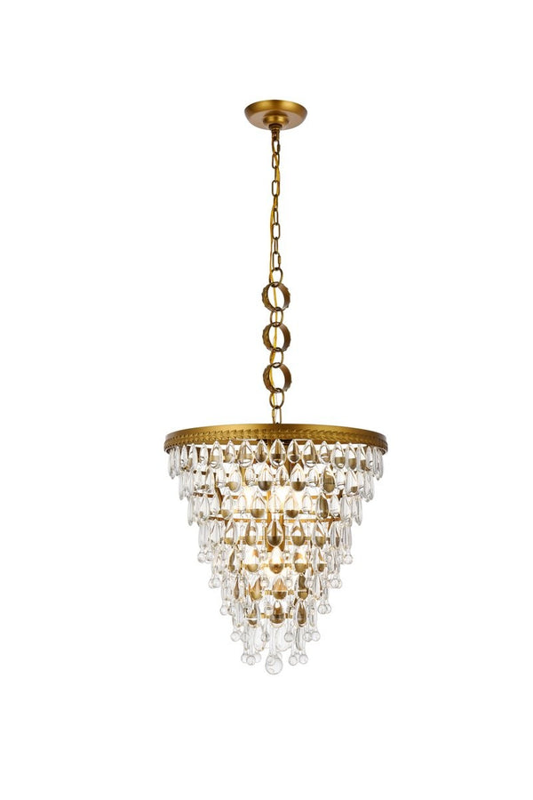 Elegant Lighting - 1219D18BR/RC - Five Light Pendant - Nordic - Brass And Clear from Lighting & Bulbs Unlimited in Charlotte, NC
