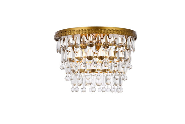Elegant Lighting - 1219F15BR/RC - Three Light Flush Mount - Nordic - Brass And Clear from Lighting & Bulbs Unlimited in Charlotte, NC