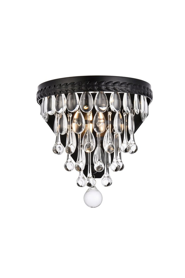 Elegant Lighting - 1219W9BK/RC - One Light Wall Sconce - Nordic - Black And Clear from Lighting & Bulbs Unlimited in Charlotte, NC