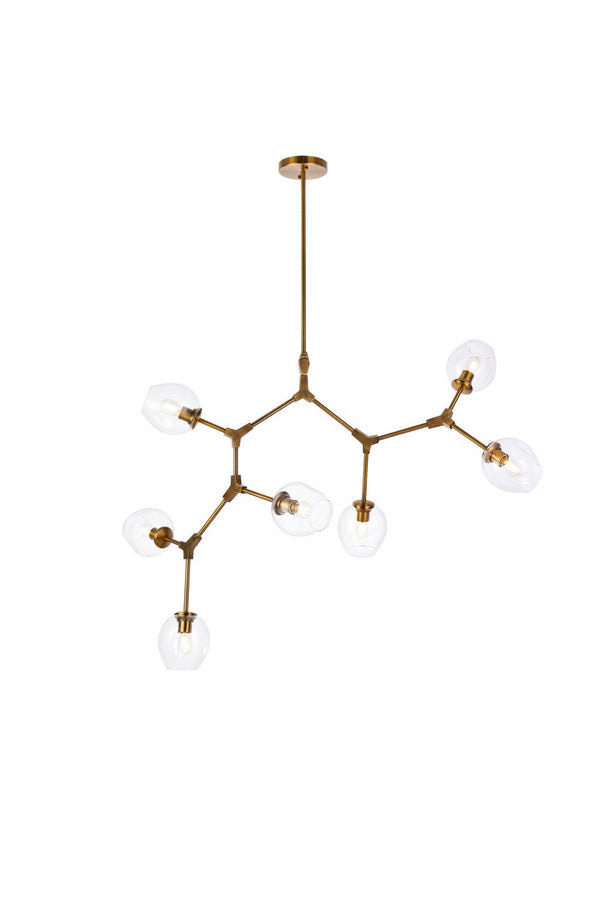 Elegant Lighting - 1712G57BR - Seven Light Chandelier - Cavoli - Brass And Clear from Lighting & Bulbs Unlimited in Charlotte, NC