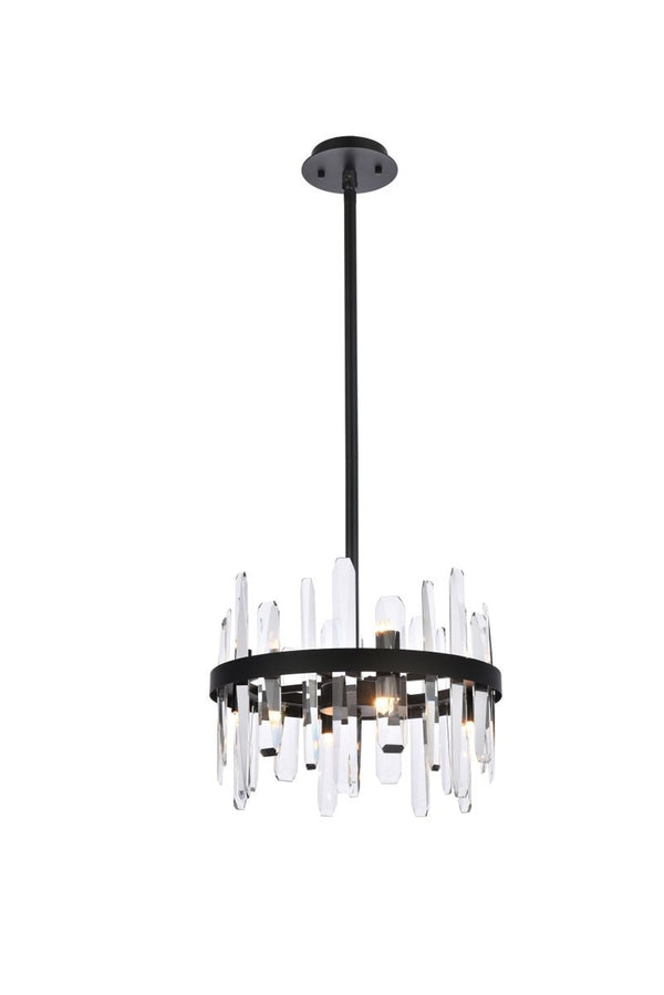 Elegant Lighting - 2200D16BK - Eight Light Pendant - Serena - Black from Lighting & Bulbs Unlimited in Charlotte, NC
