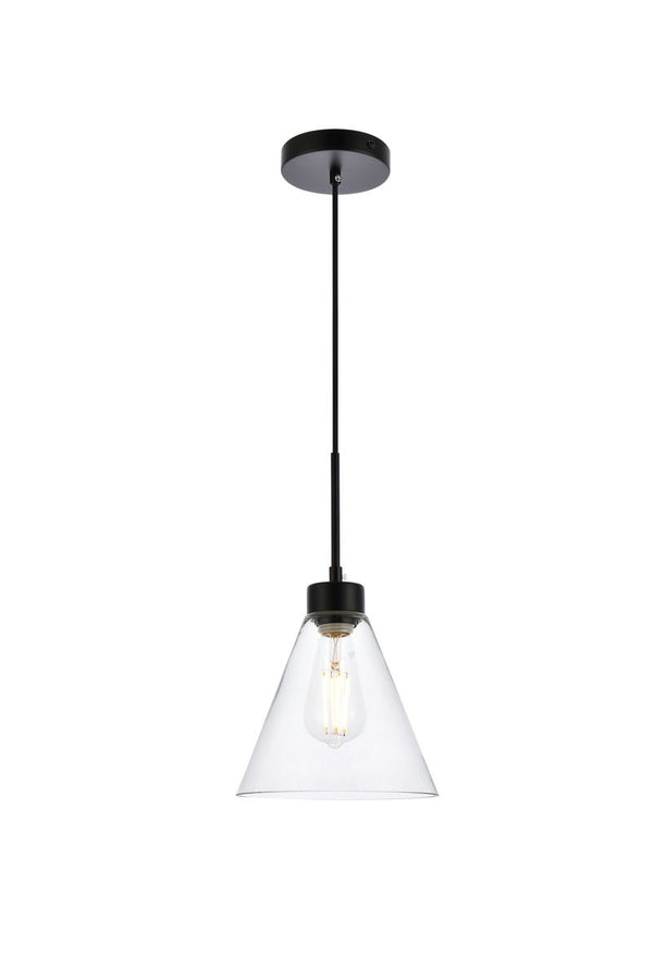 Elegant Lighting - LD2501BK - One Light Pendant - Mera - Black & Clear from Lighting & Bulbs Unlimited in Charlotte, NC