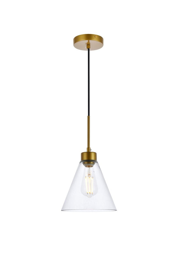 Elegant Lighting - LD2501BR - One Light Pendant - Mera - Brass & Clear from Lighting & Bulbs Unlimited in Charlotte, NC