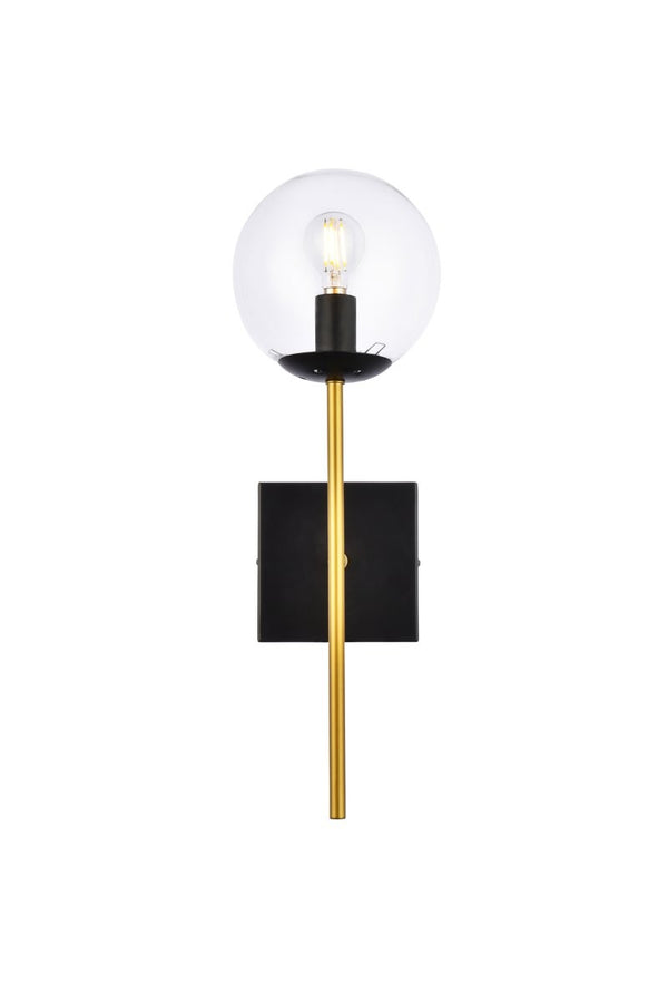 Elegant Lighting - LD2359BKR - One Light Wall Sconce - Neri - Black And Brass And Clear from Lighting & Bulbs Unlimited in Charlotte, NC