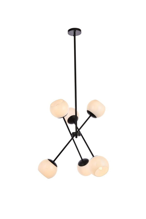 Elegant Lighting - LD657D24BK - Six Light Pendant - Axl - Black And White from Lighting & Bulbs Unlimited in Charlotte, NC