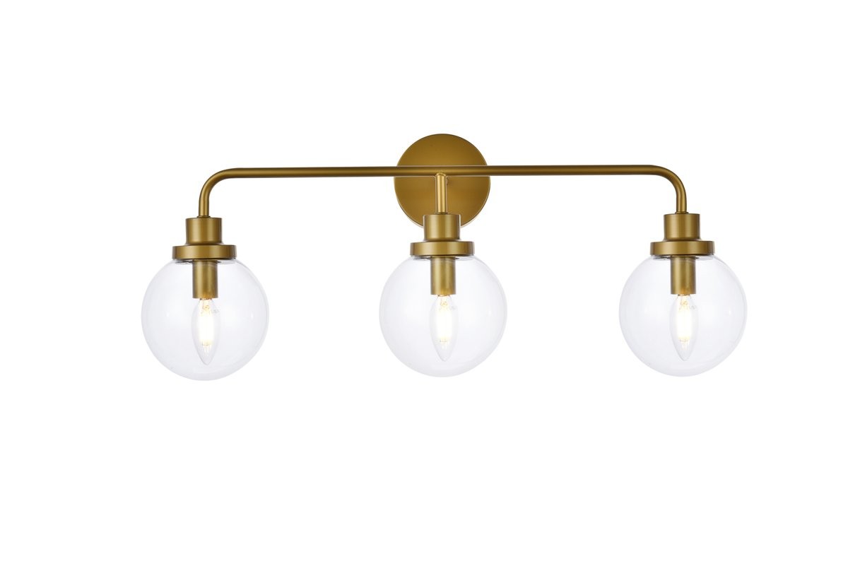 Elegant Lighting - LD7035W28BR - Three Light Bath - Hanson - Brass And Clear Shade from Lighting & Bulbs Unlimited in Charlotte, NC