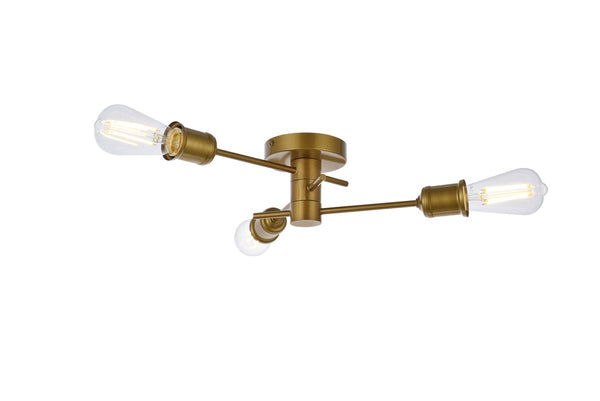 Elegant Lighting - LD7049F18BR - Three Light Flush Mount - Xavier - Brass from Lighting & Bulbs Unlimited in Charlotte, NC