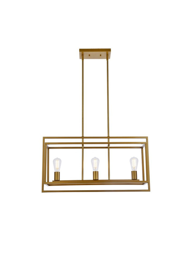 Elegant Lighting - LD7056D32BR - Three Light Pendant - Voir - Brass from Lighting & Bulbs Unlimited in Charlotte, NC
