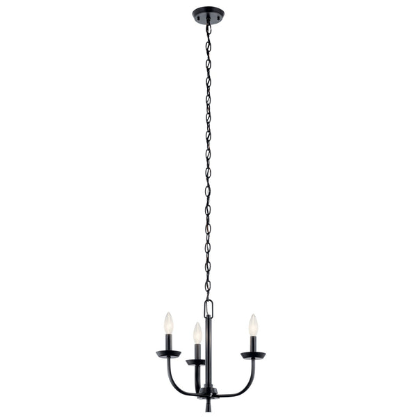 Three Light Mini Chandelier from the Kennewick Collection in Black Finish by Kichler