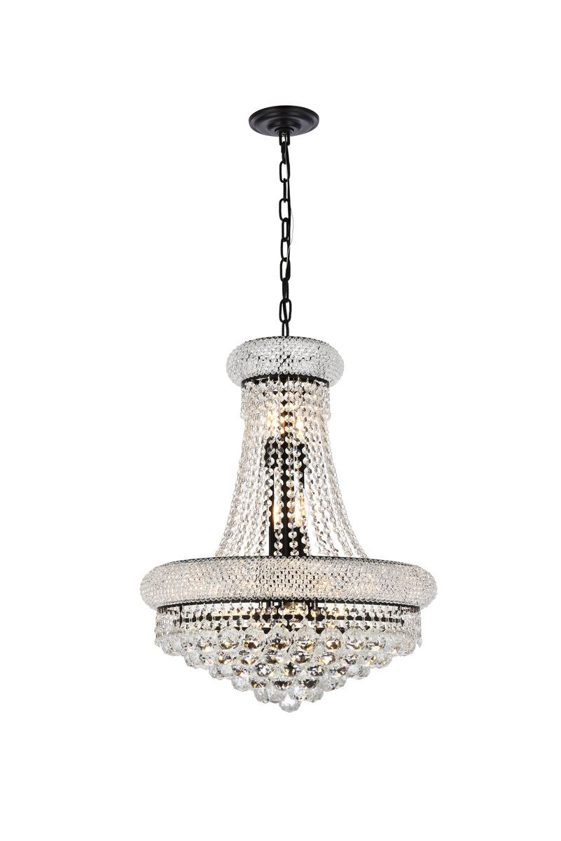 Elegant Lighting - V1800D20BK/RC - 14 Light Chandelier - Primo - Black And Clear from Lighting & Bulbs Unlimited in Charlotte, NC