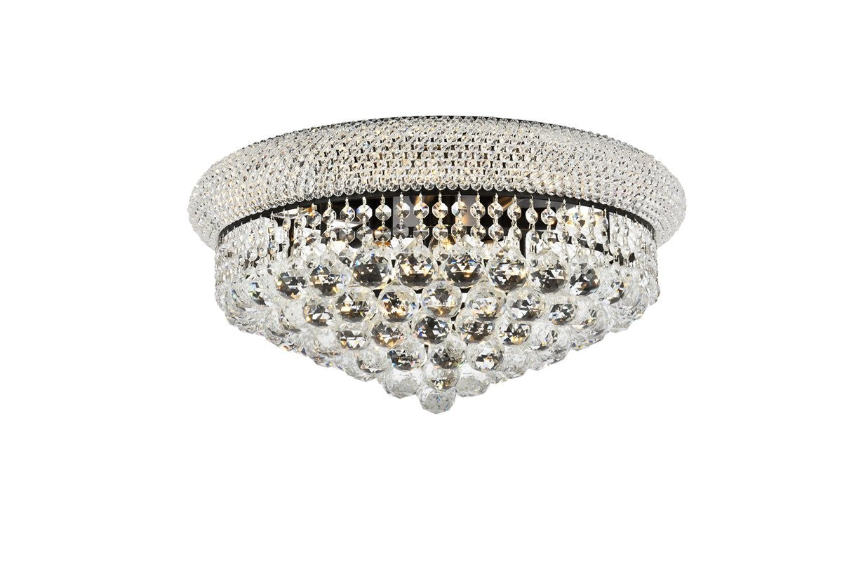 Elegant Lighting - V1800F20BK/RC - Ten Light Flush Mount - Primo - Black And Clear from Lighting & Bulbs Unlimited in Charlotte, NC