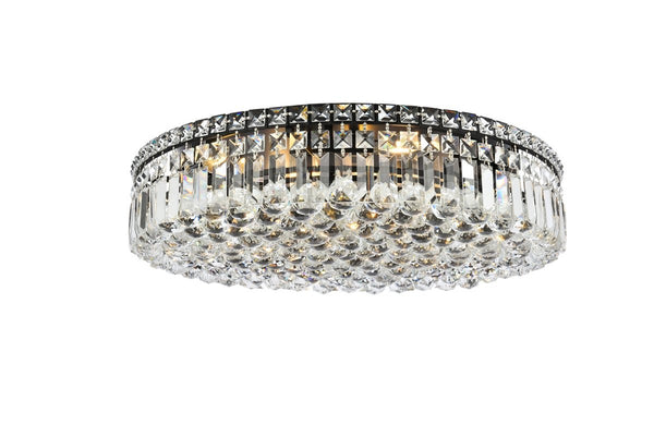 Elegant Lighting - V2030F24BK/RC - Nine Light Flush Mount - Maxime - Black And Clear from Lighting & Bulbs Unlimited in Charlotte, NC