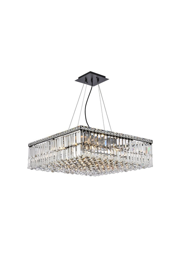 Elegant Lighting - V2032D24BK/RC - 12 Light Chandelier - Maxime - Black And Clear from Lighting & Bulbs Unlimited in Charlotte, NC