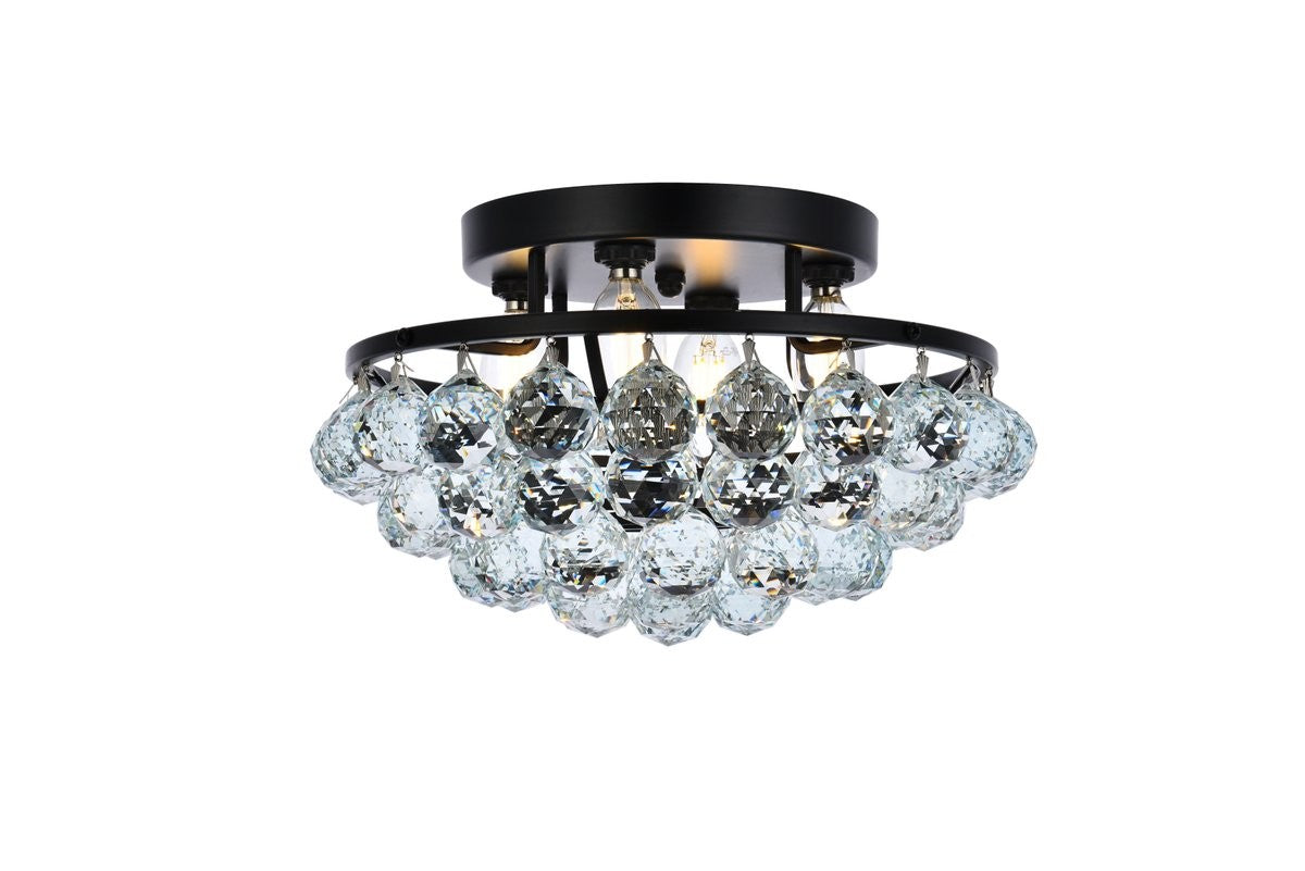 Elegant Lighting - V9805F14BK/RC - Four Light Flush Mount - Corona - Black And Clear from Lighting & Bulbs Unlimited in Charlotte, NC