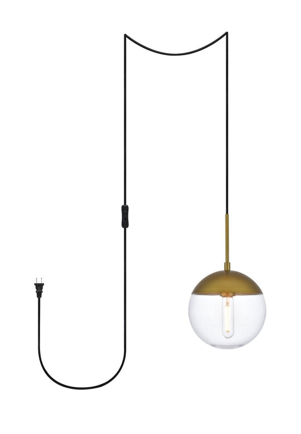 Elegant Lighting - LDPG6031BR - One Light Plug in Pendant - Eclipse - Brass And Clear from Lighting & Bulbs Unlimited in Charlotte, NC