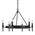 Six Light Chandelier from the Edinburgh Collection in Matte Black Finish by Golden