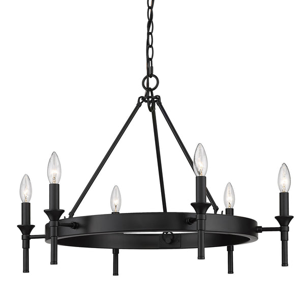 Golden - 1020-6 BLK - Six Light Chandelier - Edinburgh - Matte Black from Lighting & Bulbs Unlimited in Charlotte, NC