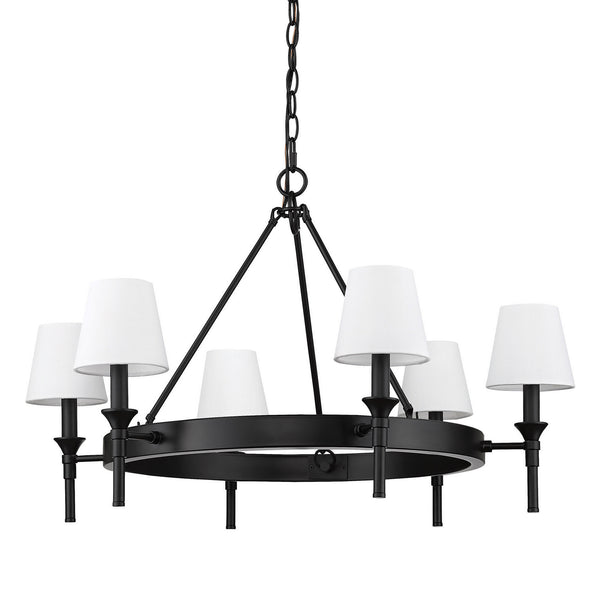 Six Light Chandelier from the Edinburgh Collection in Matte Black Finish by Golden